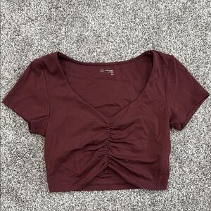 Aerie Maroon Ruched Crop Top ~ Women's Size Small